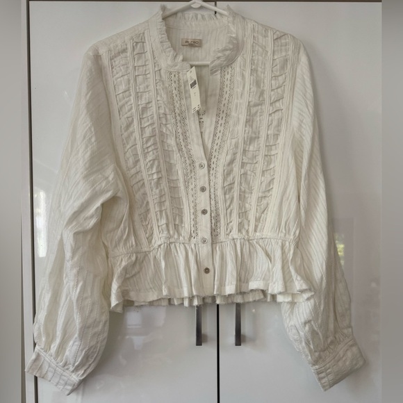 NWT Size L - Anthropologie 100% Cotton Ruched Delicate Blouse (NWT US$ 128) - Picture 9 of 15